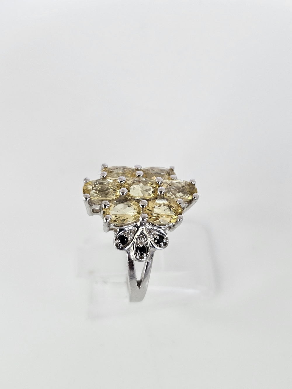 Genuine Yellow Citrine & Black Onyx Ring Sterling Silver Size 8! - Picture 5 of 9
